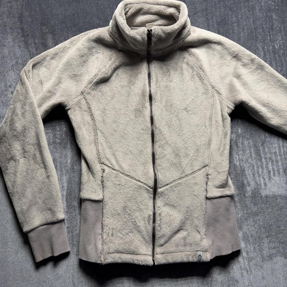 Free Country Jacket Womens Small Beige Faux Fur Fleece Full Zip Pockets Outdoor